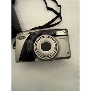 Olympus Superzoom 115 Quartzdate 38 115mm AF Film Camera Silver Black‎